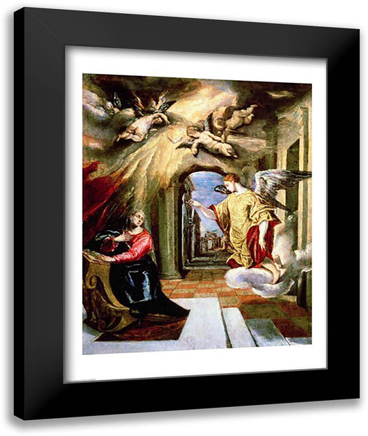 The Annunciation 22x28 Black Modern Wood Framed Art Print Poster by El Greco