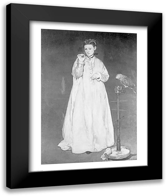Woman with a Parrot, 1866 22x28 Black Modern Wood Framed Art Print Poster by Manet, Edouard