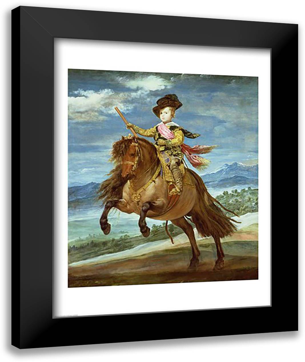 Prince Balthasar Carlos on horseback 22x28 Black Modern Wood Framed Art Print Poster by Velazquez, Diego