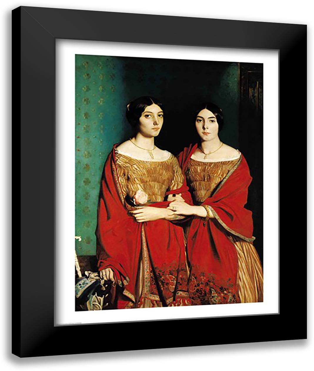 The Two Sisters 22x28 Black Modern Wood Framed Art Print Poster by Chasseriau, Theodore