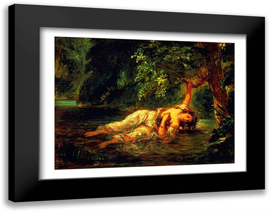 The Death of Ophelia, 1844 28x22 Black Modern Wood Framed Art Print Poster by Delacroix, Eugene