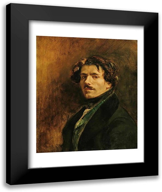 Self Portrait, c.1837 22x28 Black Modern Wood Framed Art Print Poster by Delacroix, Eugene