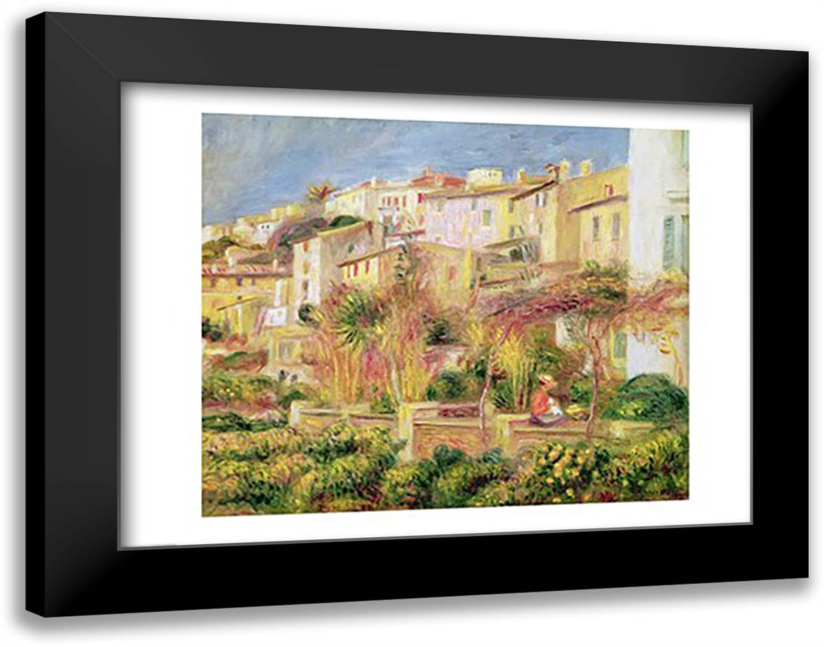Terrace in Cagnes, 1905 28x22 Black Modern Wood Framed Art Print Poster by Renoir, Pierre-Auguste