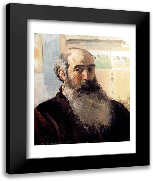 Self Portrait, 1873 22x28 Black Modern Wood Framed Art Print Poster by Pissarro, Camille