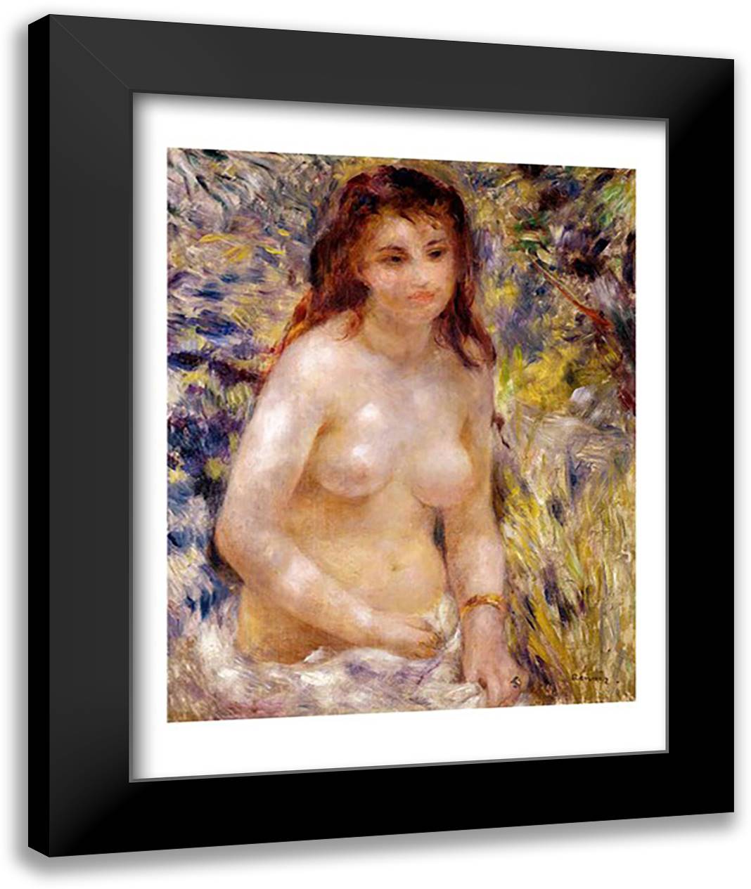 Study, Torso, effect of sunlight 22x28 Black Modern Wood Framed Art Print Poster by Renoir, Pierre-Auguste