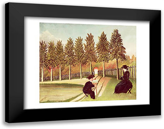 The Artist Painting his Wife 28x22 Black Modern Wood Framed Art Print Poster by Rousseau, Henri