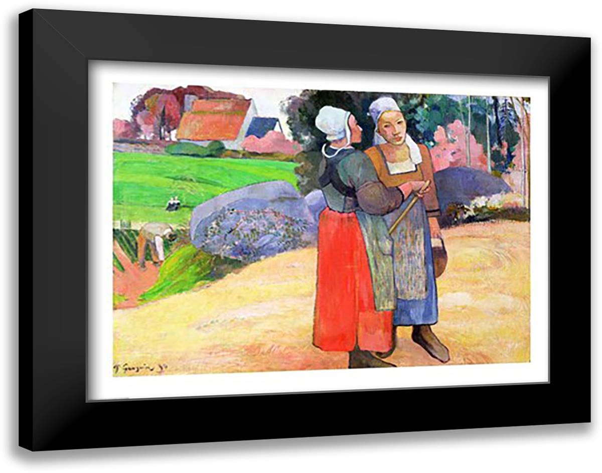 Breton Peasants, 1894 28x22 Black Modern Wood Framed Art Print Poster by Gauguin, Paul