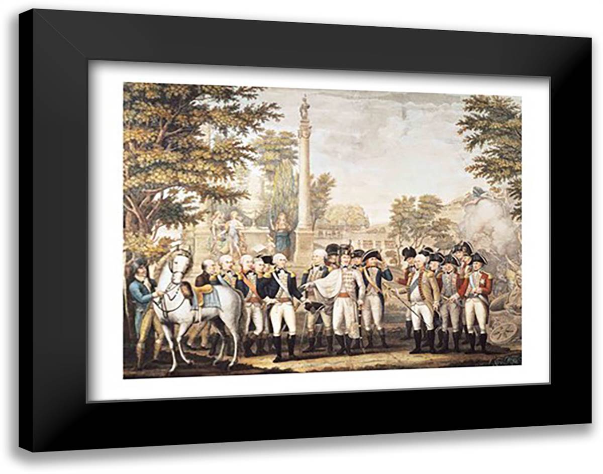 The British Surrendering to General Washington after their Defeat at Yorktown 28x22 Black Modern Wood Framed Art Print Poster