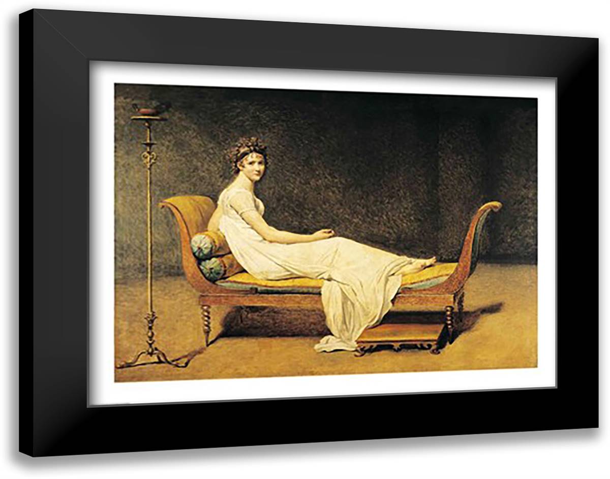 Madame Recamier, 1800 28x22 Black Modern Wood Framed Art Print Poster by David, Jacques-Louis
