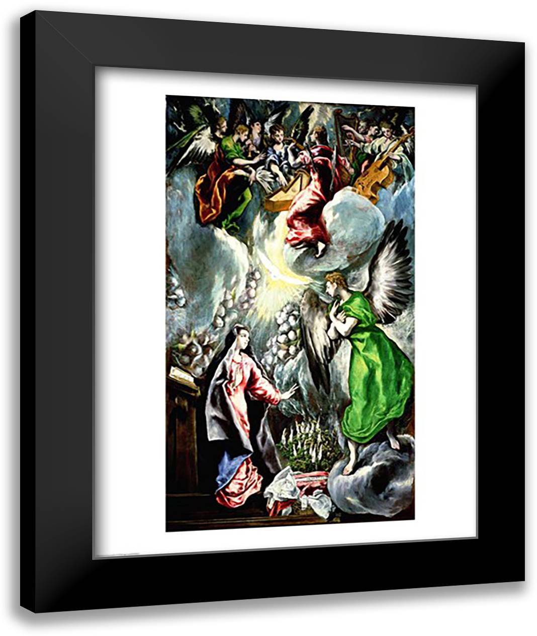 The Annunciation 22x28 Black Modern Wood Framed Art Print Poster by El Greco