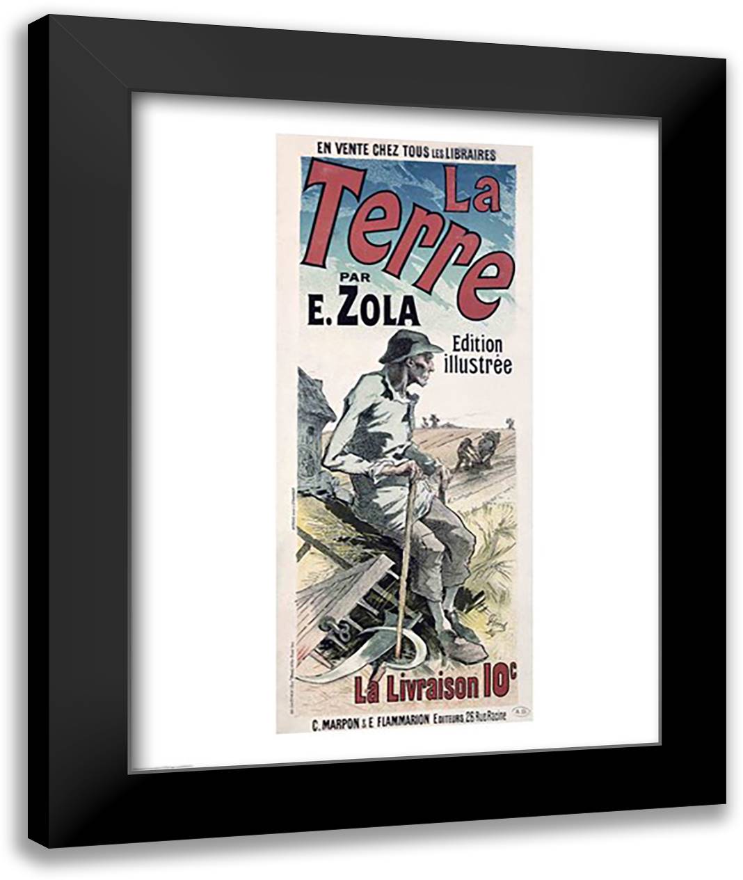 Poster advertising 'La Terre', 1889 22x28 Black Modern Wood Framed Art Print Poster by Cheret, Jules