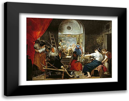 The Spinners 28x22 Black Modern Wood Framed Art Print Poster by Velazquez, Diego