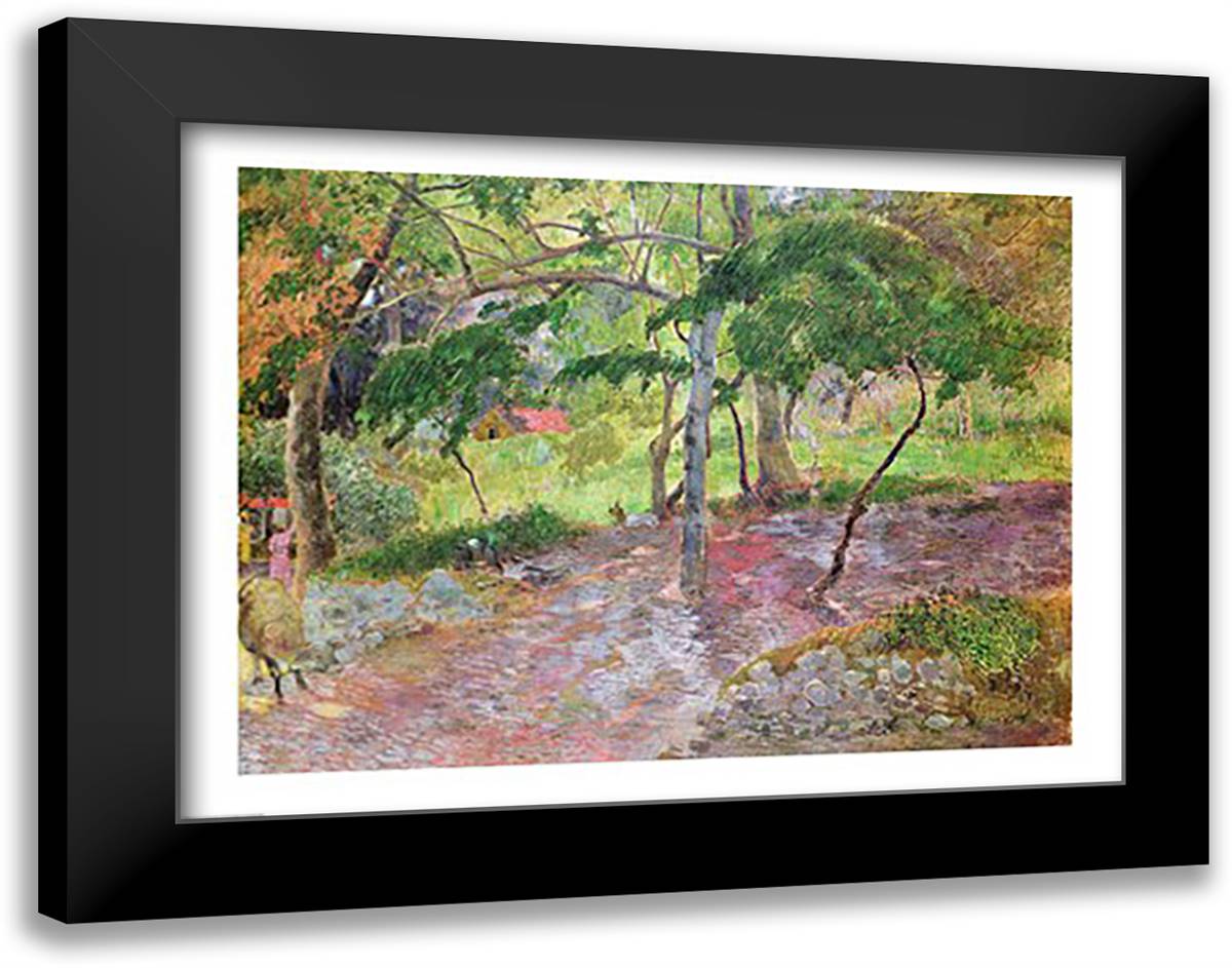 Tropical Landscape, Martinique, 1887 28x22 Black Modern Wood Framed Art Print Poster by Gauguin, Paul