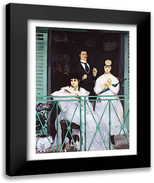 The Balcony 22x28 Black Modern Wood Framed Art Print Poster by Manet, Edouard