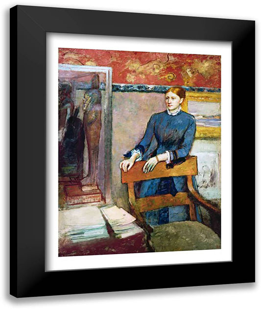 Helene Rouart in her Father's Study 22x28 Black Modern Wood Framed Art Print Poster by Degas, Edgar