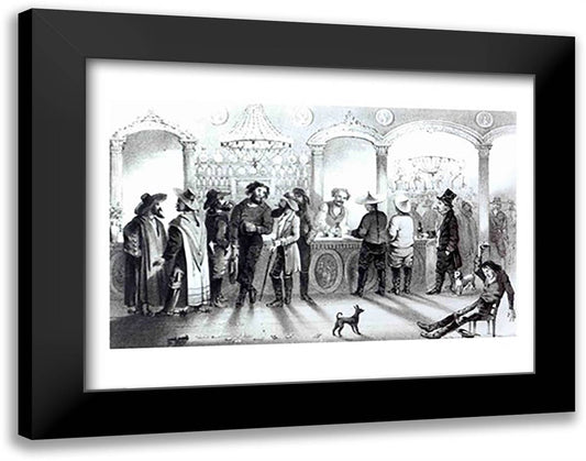 The Bar of a Gambling Saloon 28x22 Black Modern Wood Framed Art Print Poster