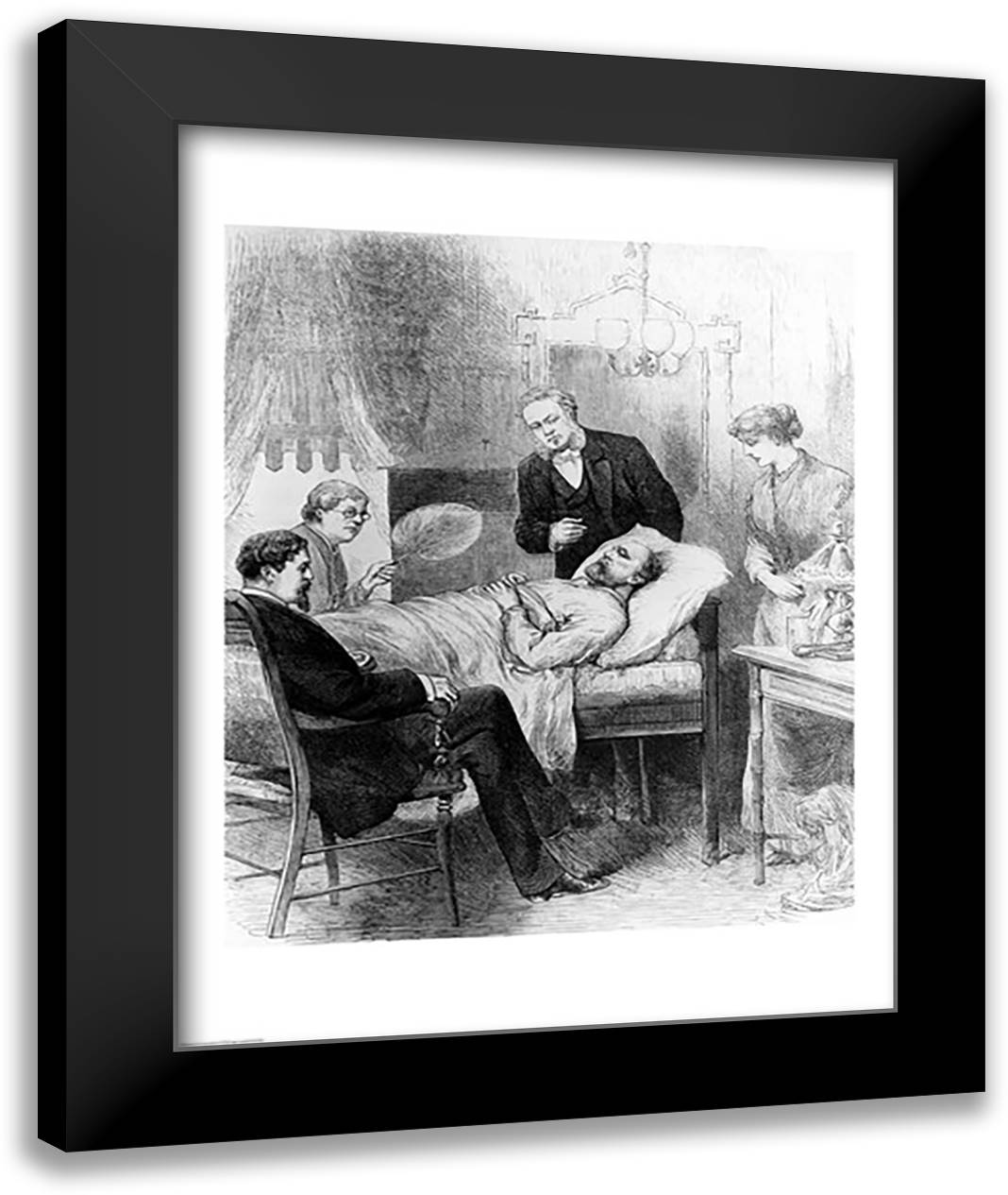 President Garfield Lying Wounded in his Room at the White House, Washingto 22x28 Black Modern Wood Framed Art Print Poster