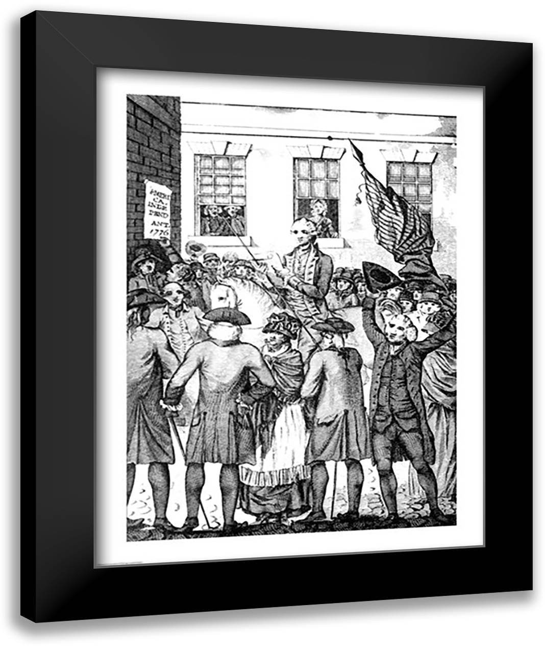 The Manner in which the American Colonists Declared Themselves Independent of the King, 1776 22x28 Black Modern Wood Framed Art Print Poster