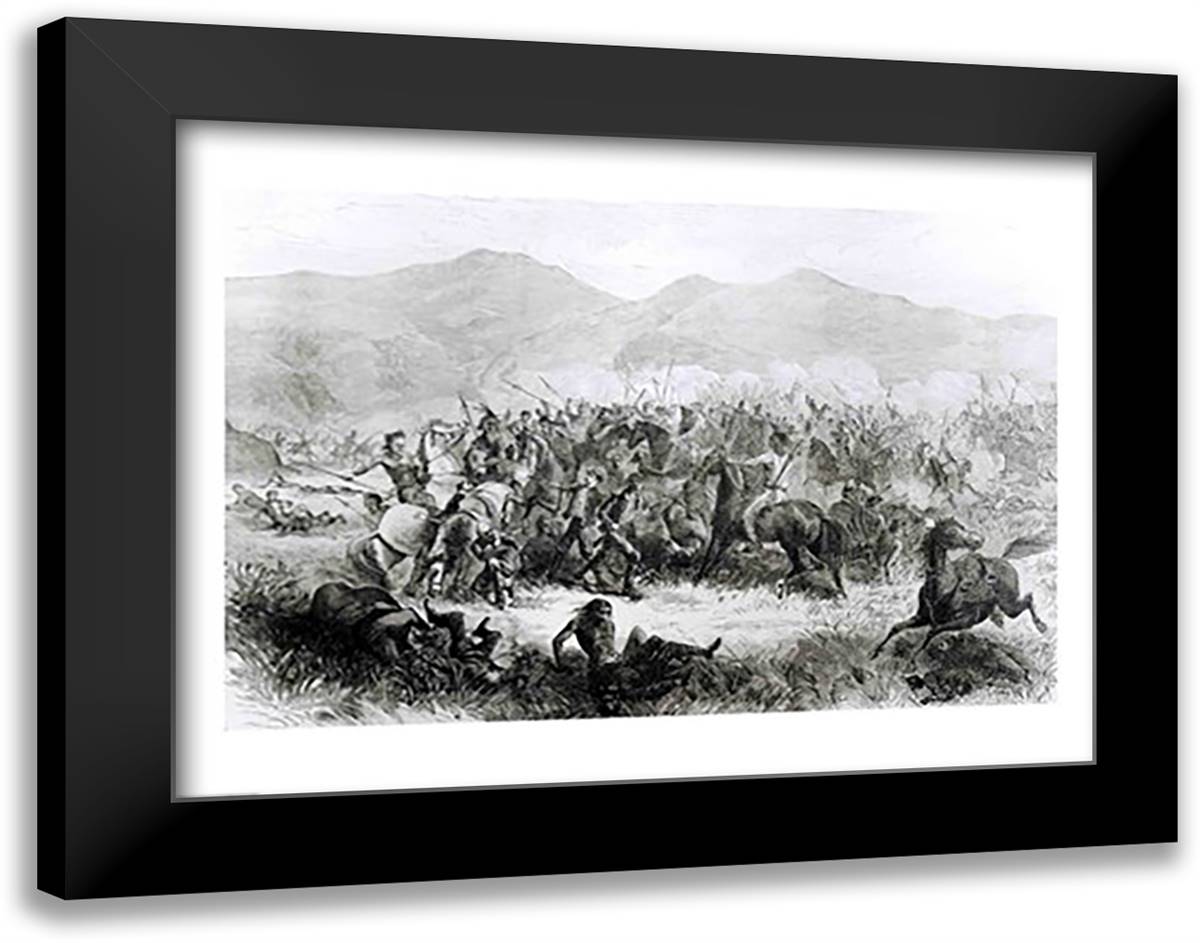 The Indian Battle and Massacre near Fort Philip Kearney 28x22 Black Modern Wood Framed Art Print Poster