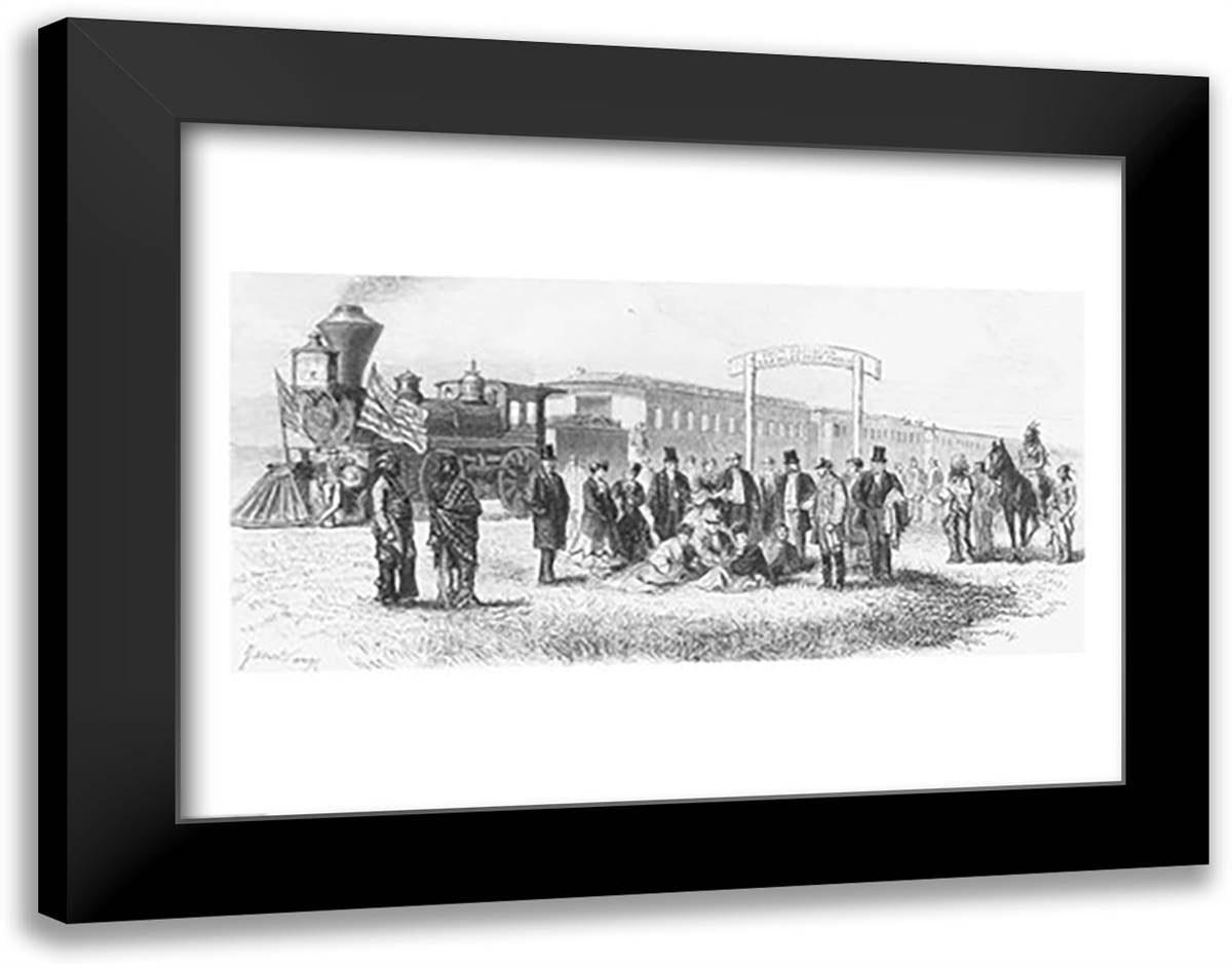 A Station in the Prairie: The 100th Meridian 28x22 Black Modern Wood Framed Art Print Poster