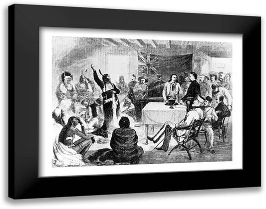 Sitting Bull Council, 1877 28x22 Black Modern Wood Framed Art Print Poster