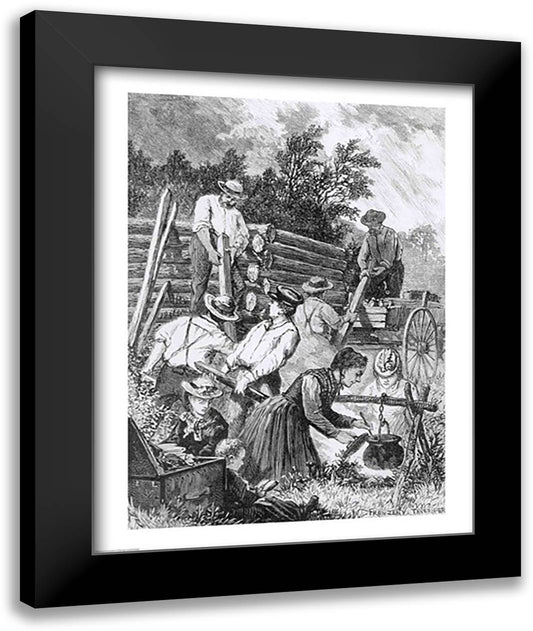 Building the Log-Cabin 22x28 Black Modern Wood Framed Art Print Poster