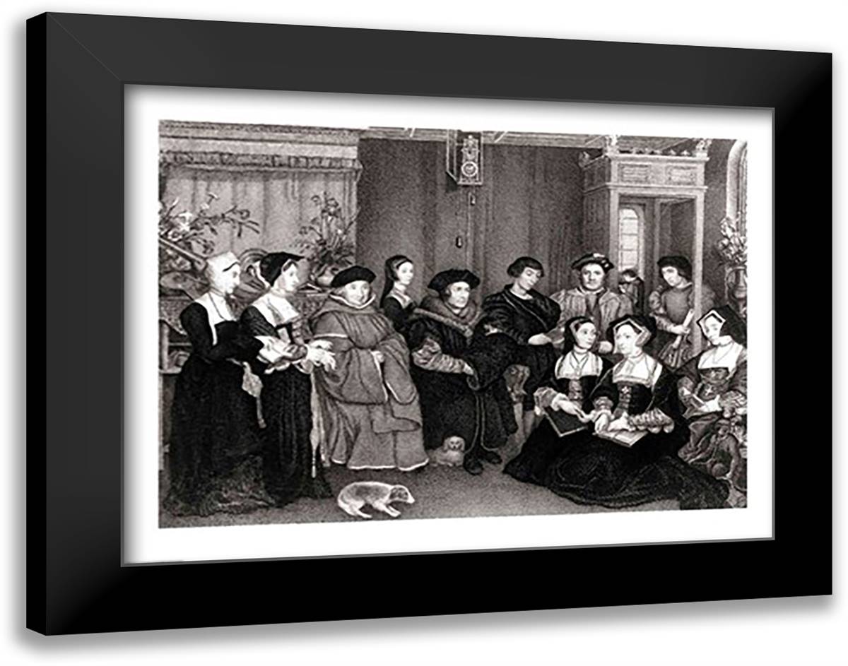 The Family of Thomas More 28x22 Black Modern Wood Framed Art Print Poster by Holbein, Hans