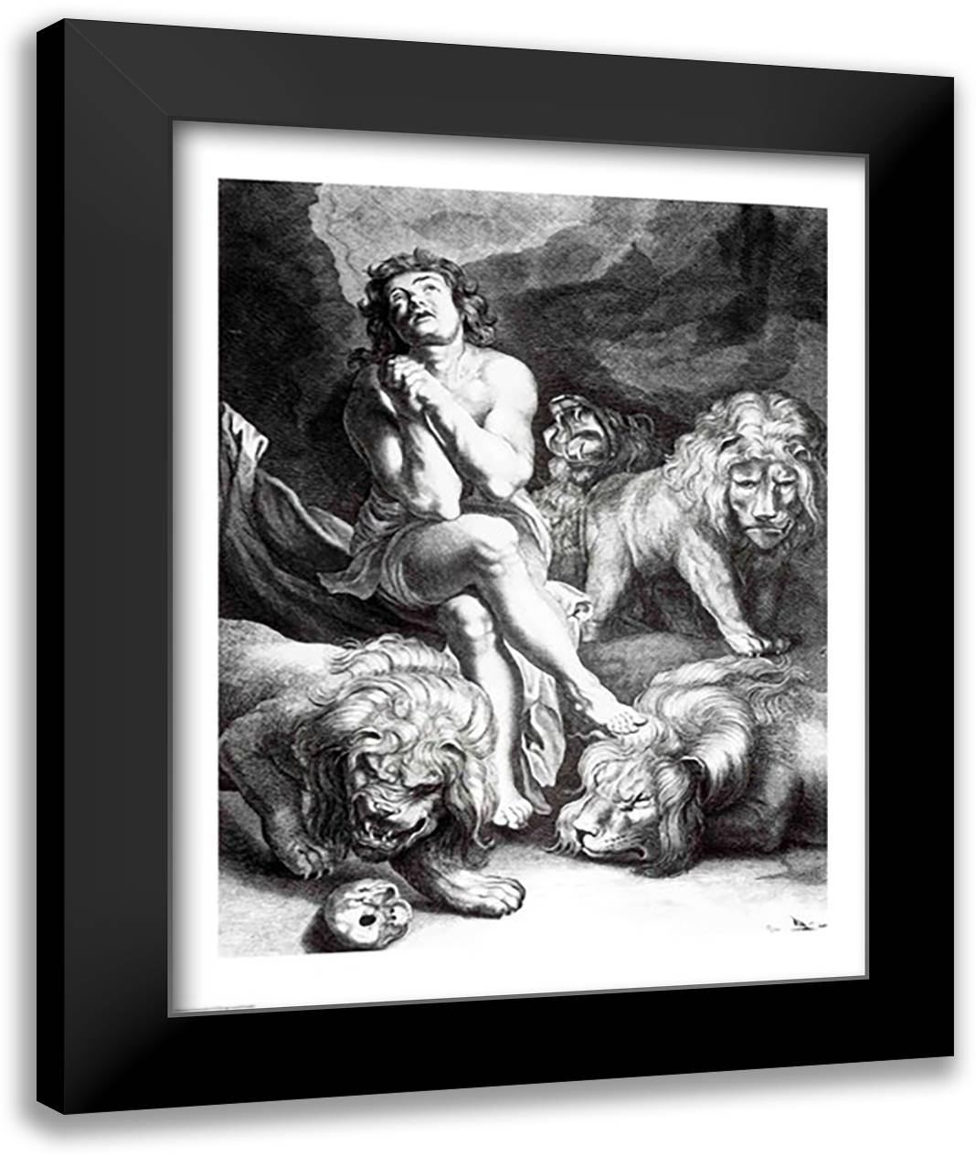 Daniel in the Lions' Den 22x28 Black Modern Wood Framed Art Print Poster by Rubens, Peter Paul
