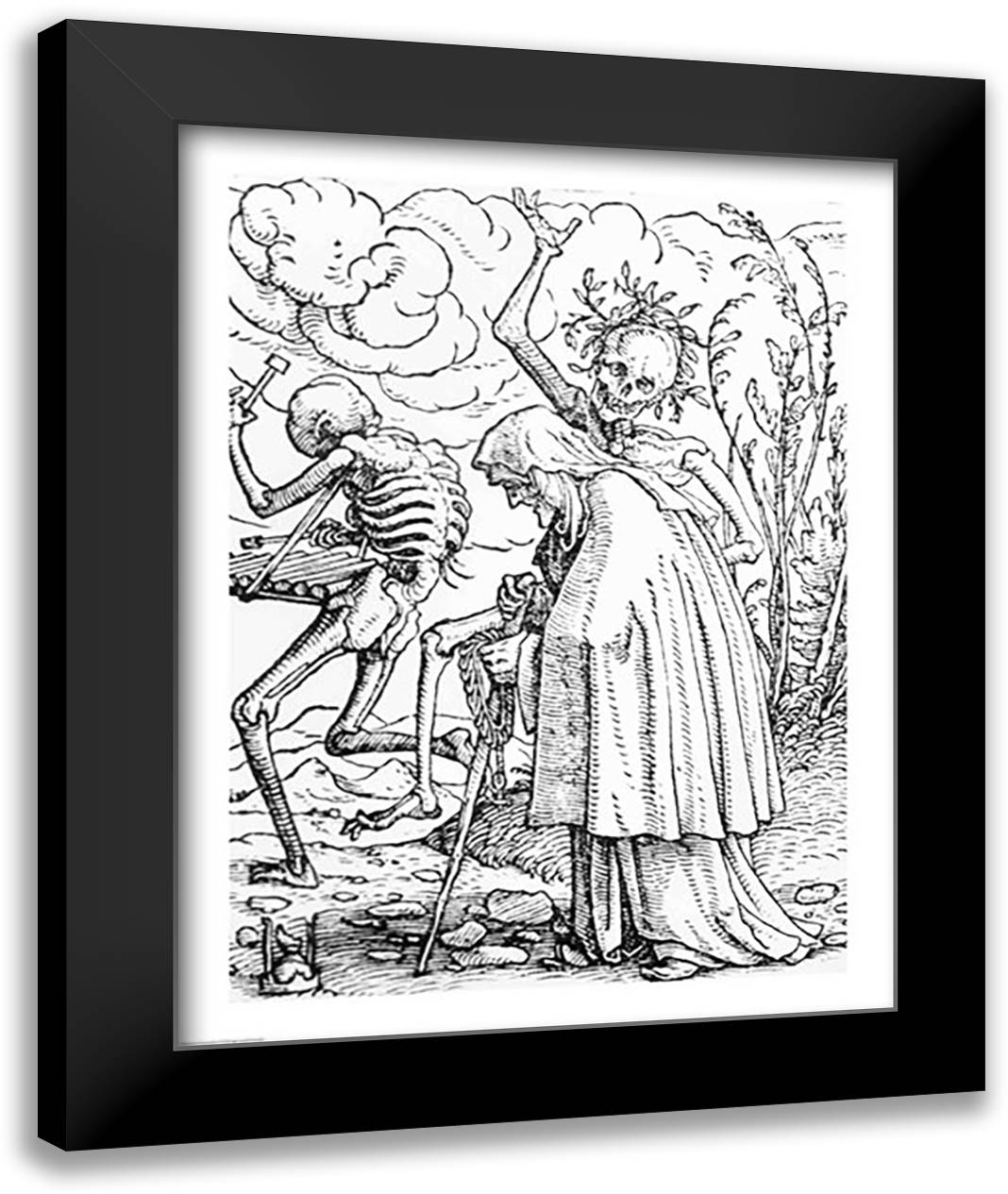 Death and the Old Woman 22x28 Black Modern Wood Framed Art Print Poster by Holbein, Hans