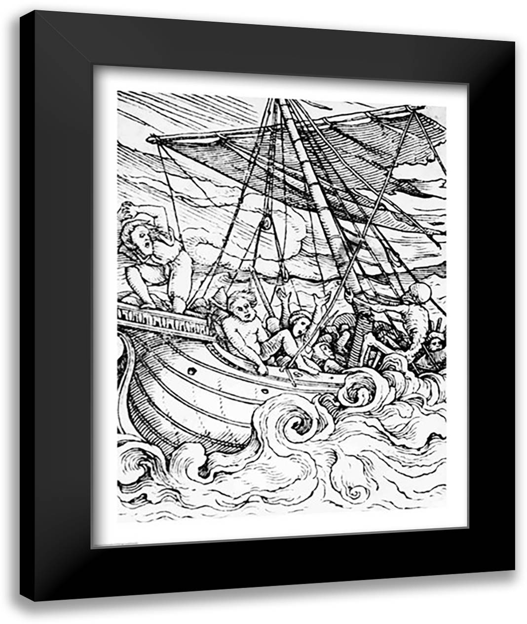 Death and the Sailor 22x28 Black Modern Wood Framed Art Print Poster by Holbein, Hans