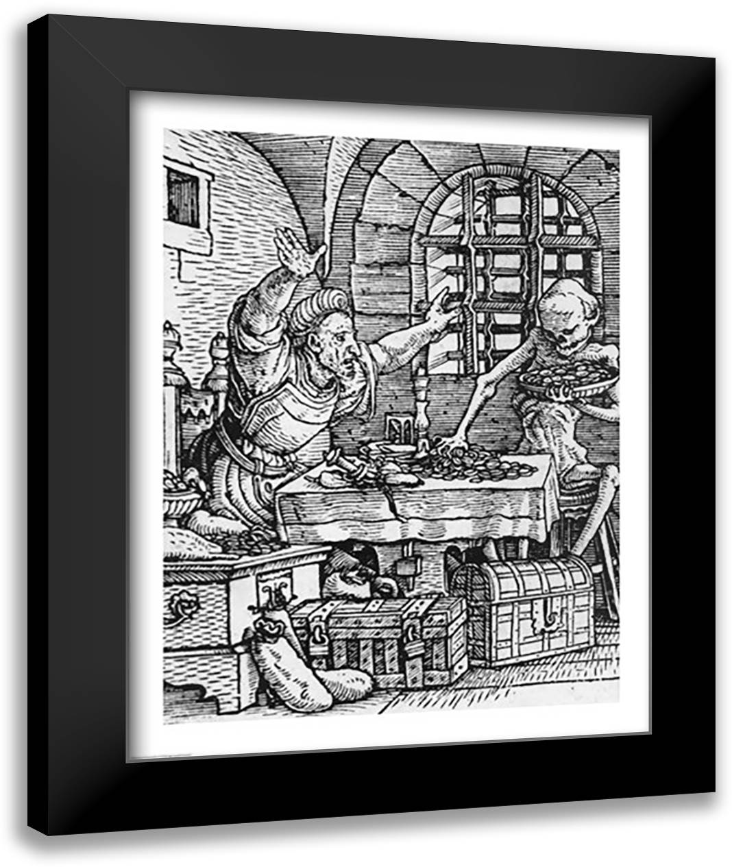 Death and the Rich Man 22x28 Black Modern Wood Framed Art Print Poster by Holbein, Hans