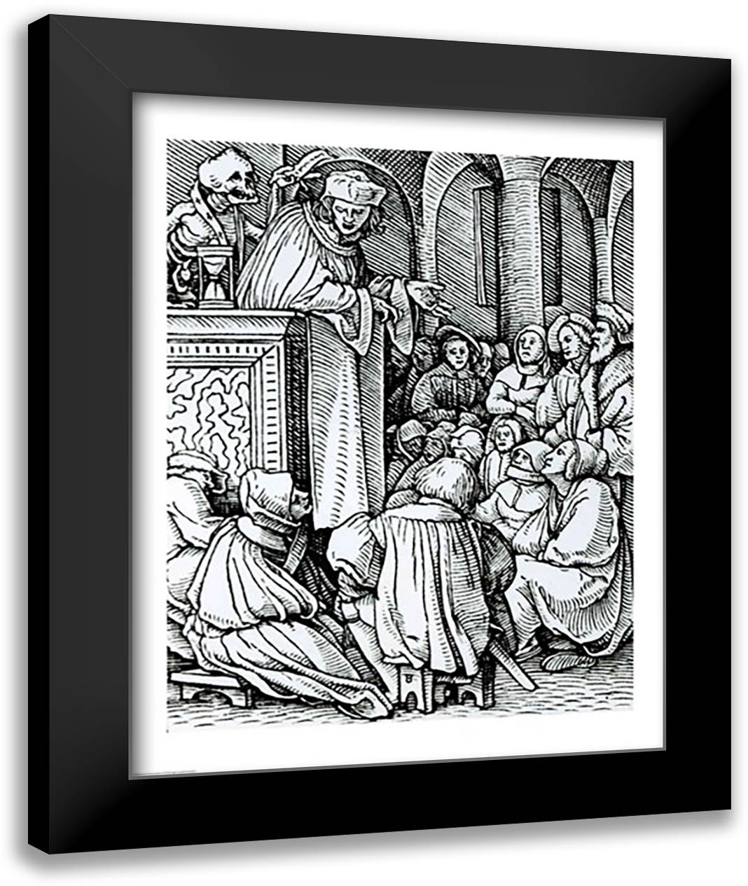 Death and the Preacher 22x28 Black Modern Wood Framed Art Print Poster by Holbein, Hans