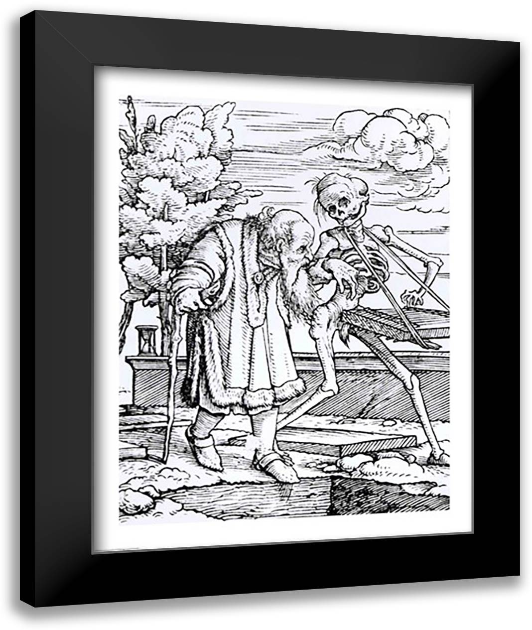 Death and the Old Man 22x28 Black Modern Wood Framed Art Print Poster by Holbein, Hans