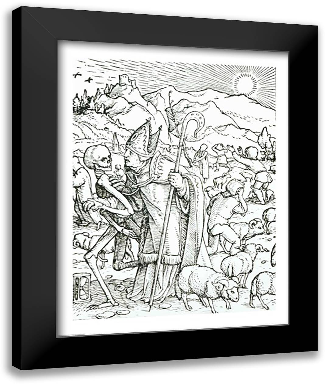 Death and the Bishop 22x28 Black Modern Wood Framed Art Print Poster by Holbein, Hans