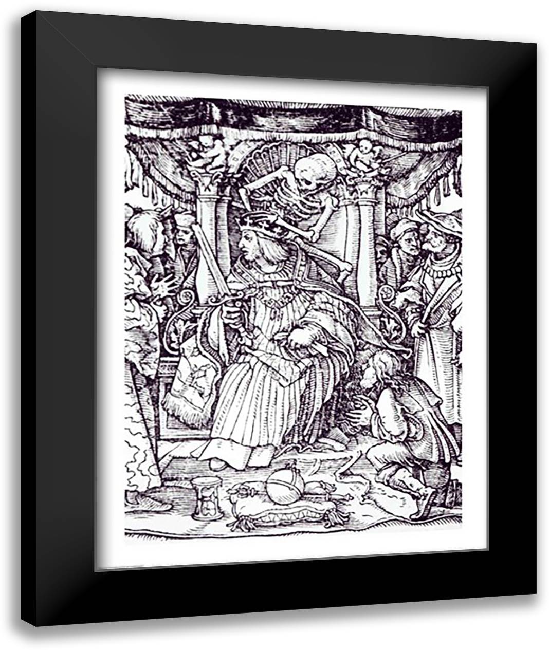 Death and the Emperor 22x28 Black Modern Wood Framed Art Print Poster by Holbein, Hans
