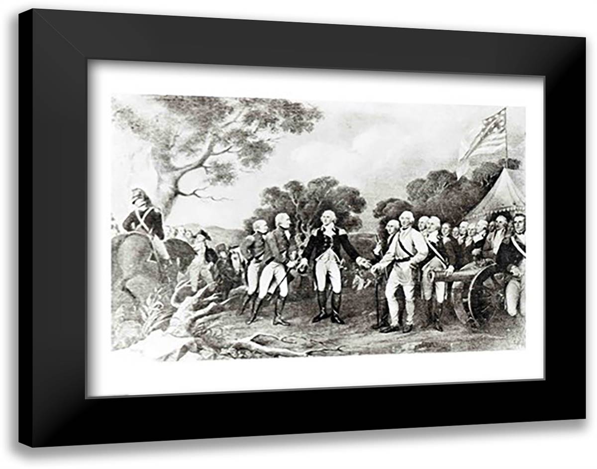 The Surrender of General Burgoyne Saratoga, New York, 17th October 1777 28x22 Black Modern Wood Framed Art Print Poster