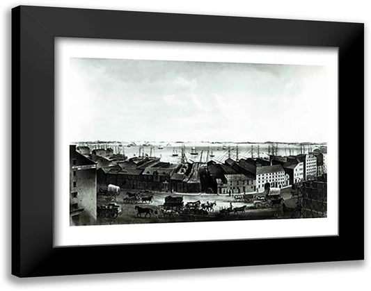 Boston Harbour, 1854 28x22 Black Modern Wood Framed Art Print Poster