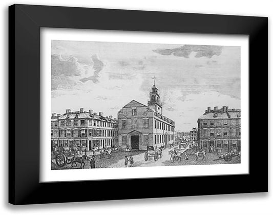 South West View of The Old State House, Boston, 1881 28x22 Black Modern Wood Framed Art Print Poster