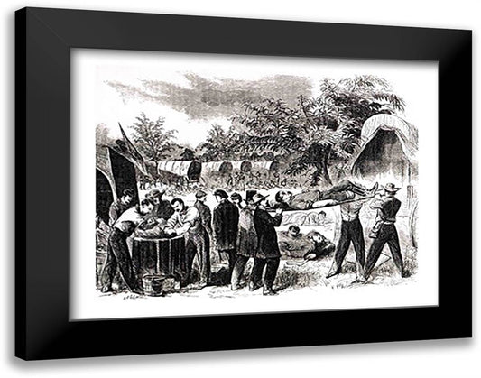 Carrying off the Wounded after the battle of Antietam in 1862 28x22 Black Modern Wood Framed Art Print Poster by Waud, Alfred R.