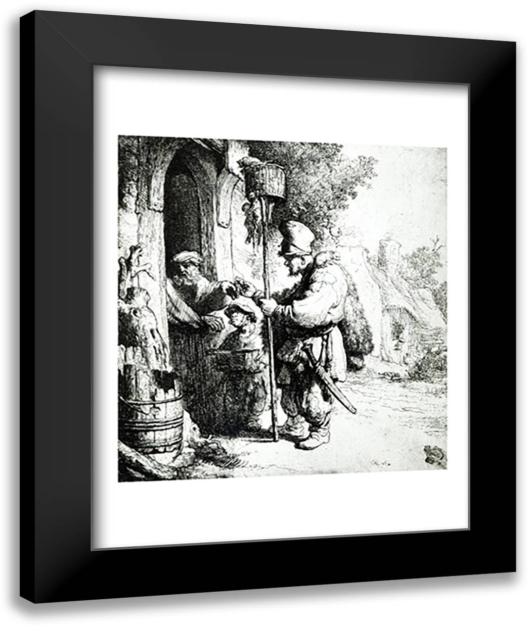 The Ratcatcher, 1632 22x28 Black Modern Wood Framed Art Print Poster by Rembrandt