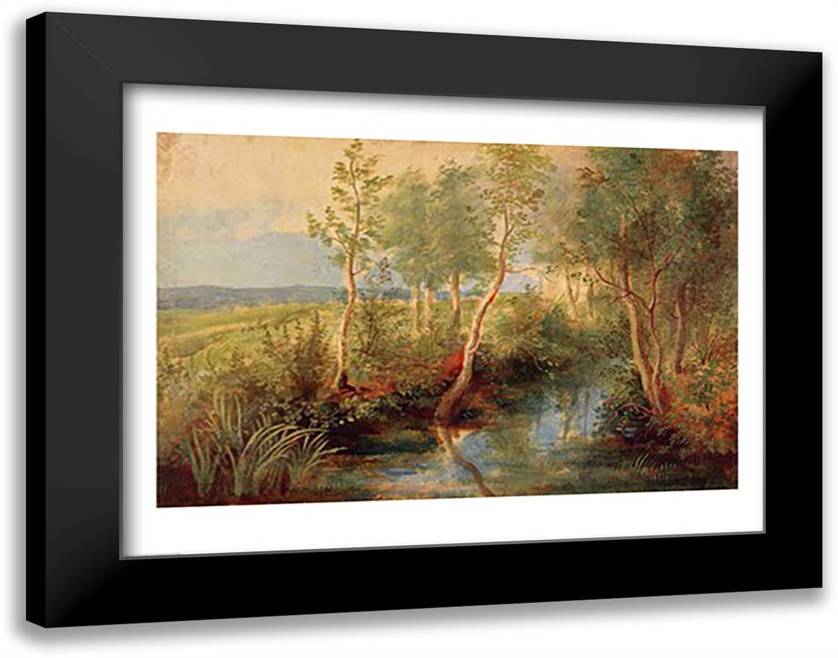 Landscape 28x22 Black Modern Wood Framed Art Print Poster by Rubens, Peter Paul