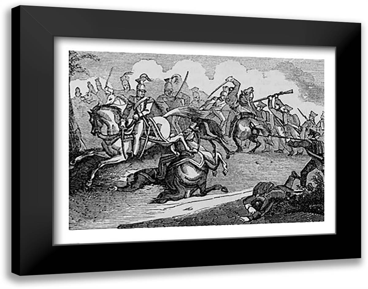 The Battle of Bracito 28x22 Black Modern Wood Framed Art Print Poster