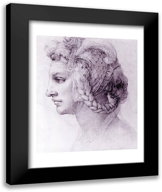 Ideal Head of a Woman, c.1525-28 22x28 Black Modern Wood Framed Art Print Poster by Michelangelo