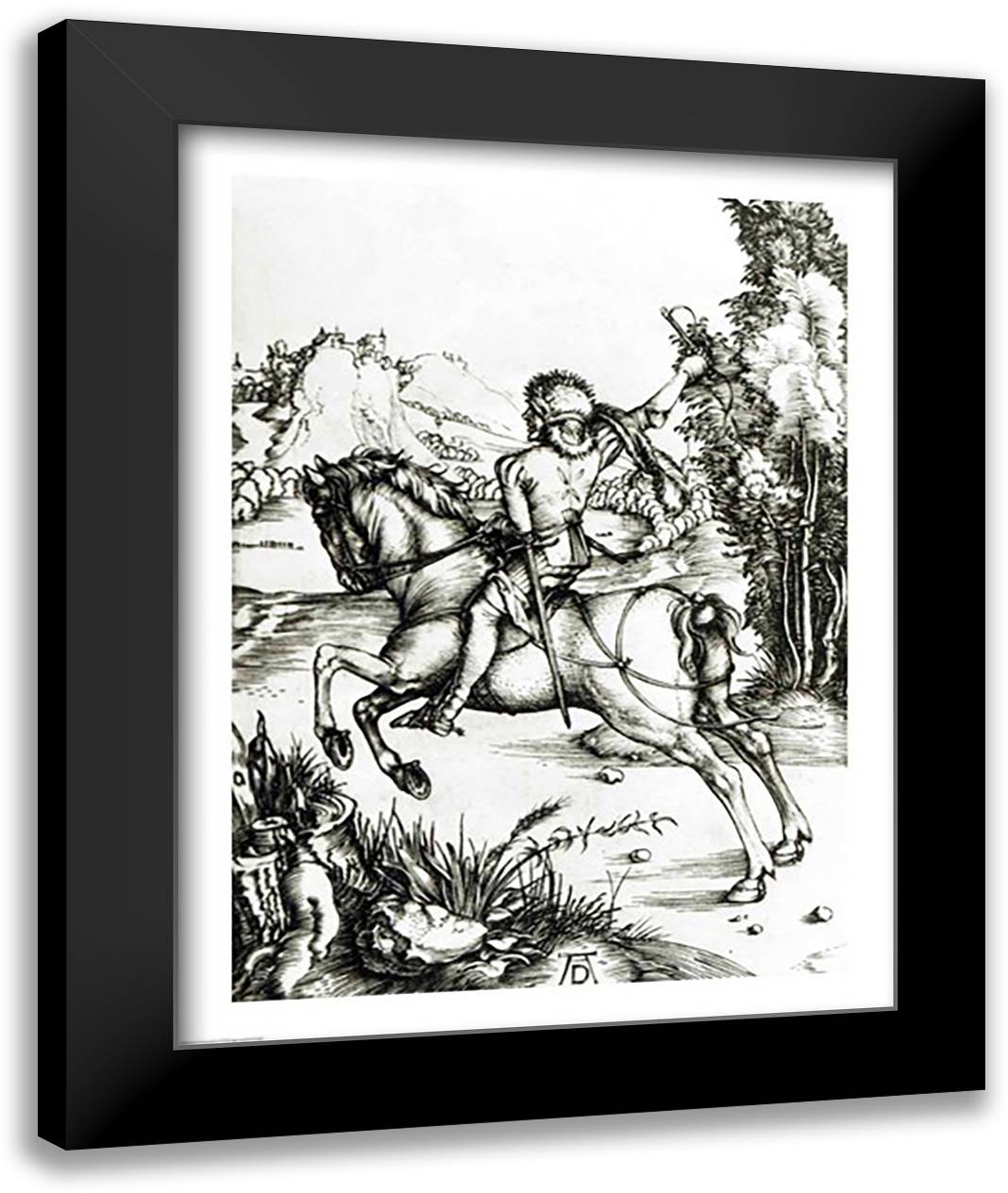 The Small Courier, c.1496 22x28 Black Modern Wood Framed Art Print Poster by Durer, Albrecht