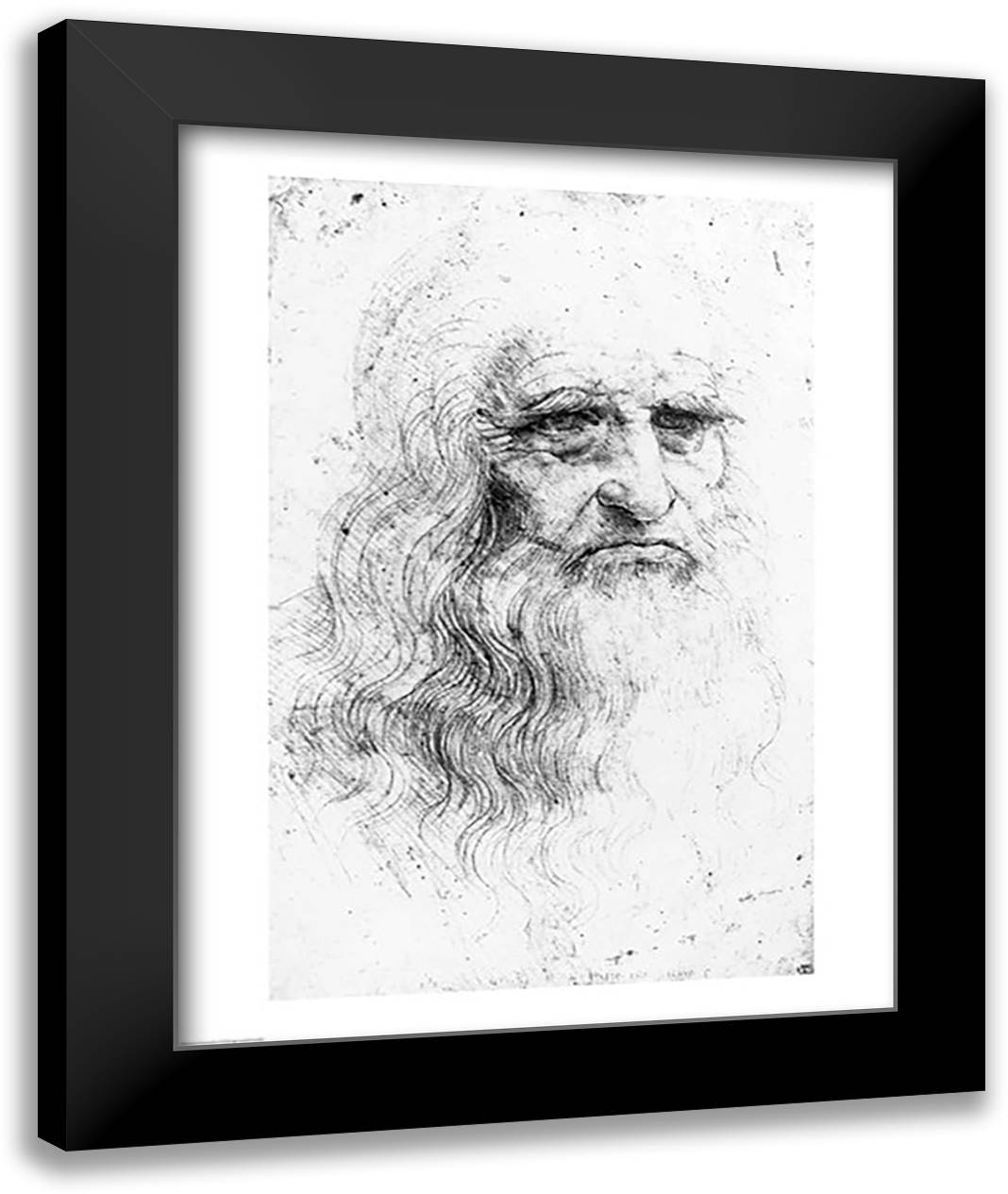 Self portrait 22x28 Black Modern Wood Framed Art Print Poster by da Vinci, Leonardo