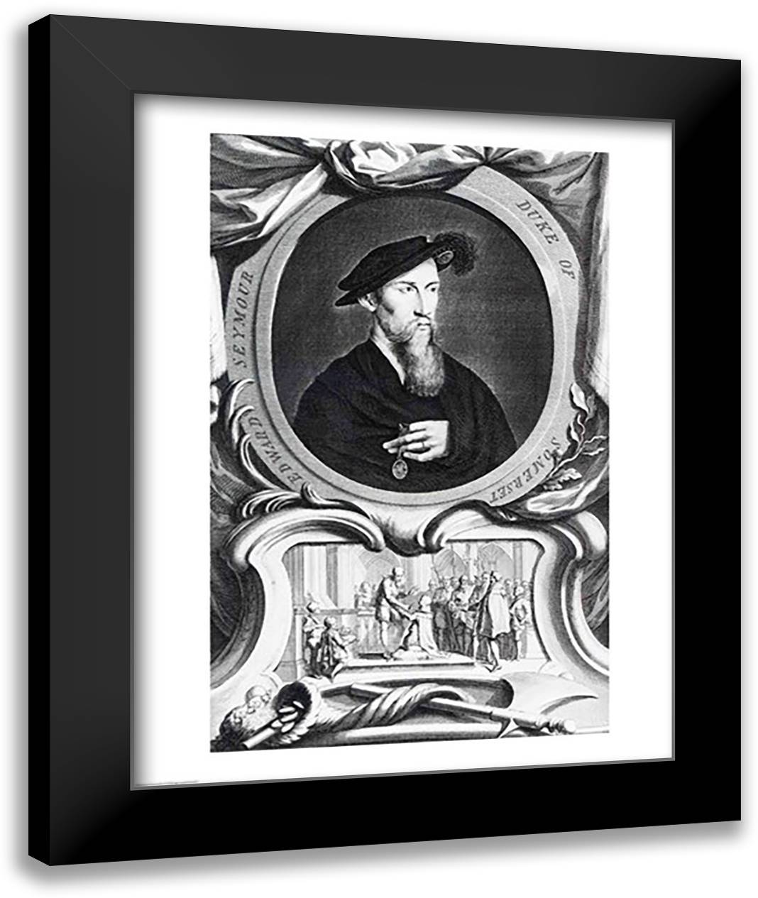 Portrait of Edward Seymour, 1536, Detail 22x28 Black Modern Wood Framed Art Print Poster by Holbein, Hans