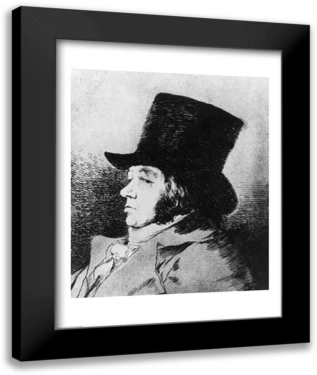 Self Portrait 22x28 Black Modern Wood Framed Art Print Poster by Goya, Francisco De