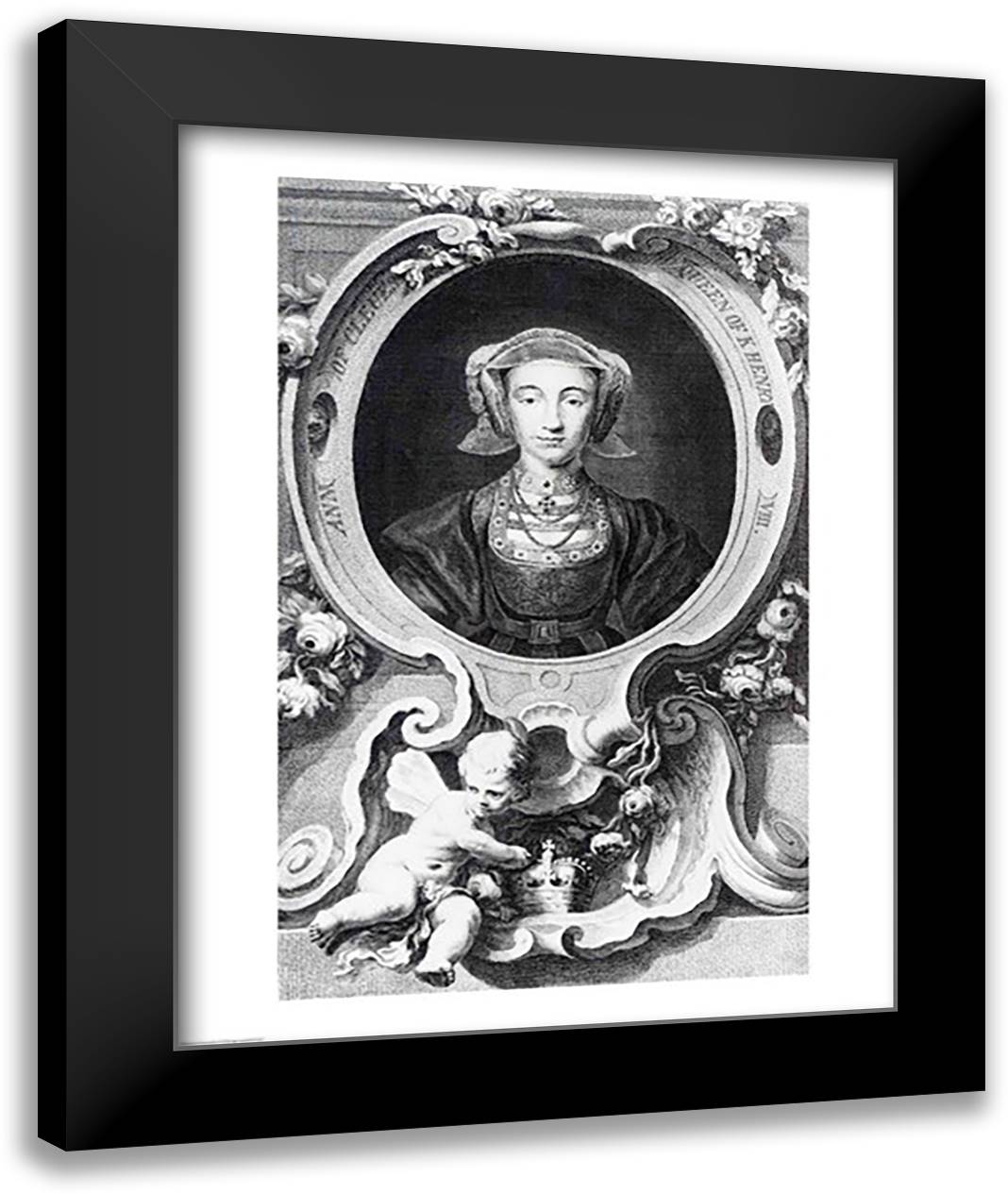 Anne of Cleves 22x28 Black Modern Wood Framed Art Print Poster by Holbein, Hans