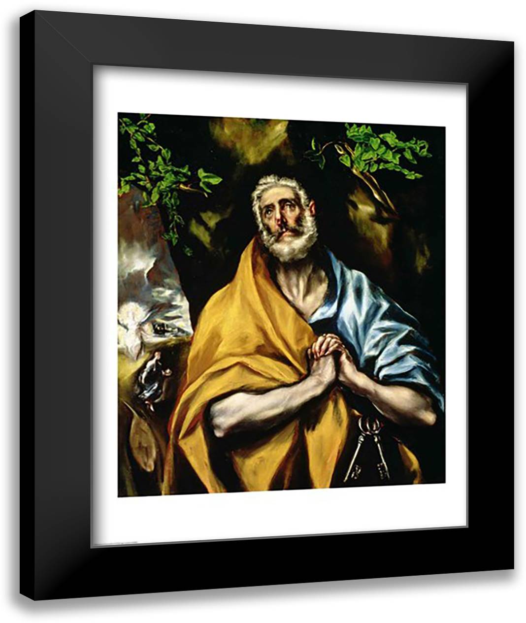 The Tears of St Peter 22x28 Black Modern Wood Framed Art Print Poster by El Greco