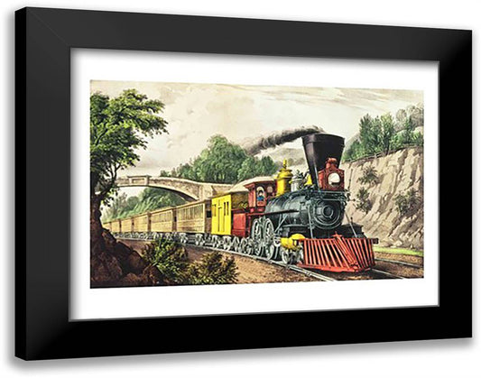 The Express Train 28x22 Black Modern Wood Framed Art Print Poster